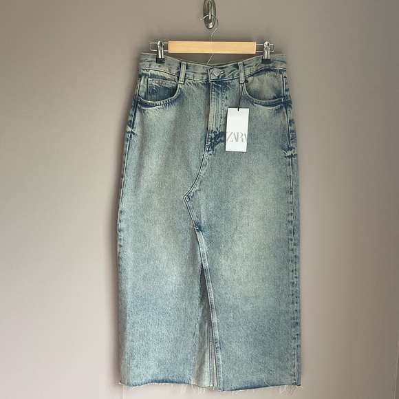 NWT Zara Denim MIDI Skirt S - Picture 2 of 7